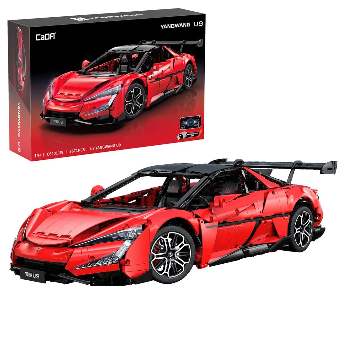 CaDA 1:8 BYD Yangwang U9 Electric Super Coupé - 3671 Pieces - Self-Build Brick Building Block Model C64011W