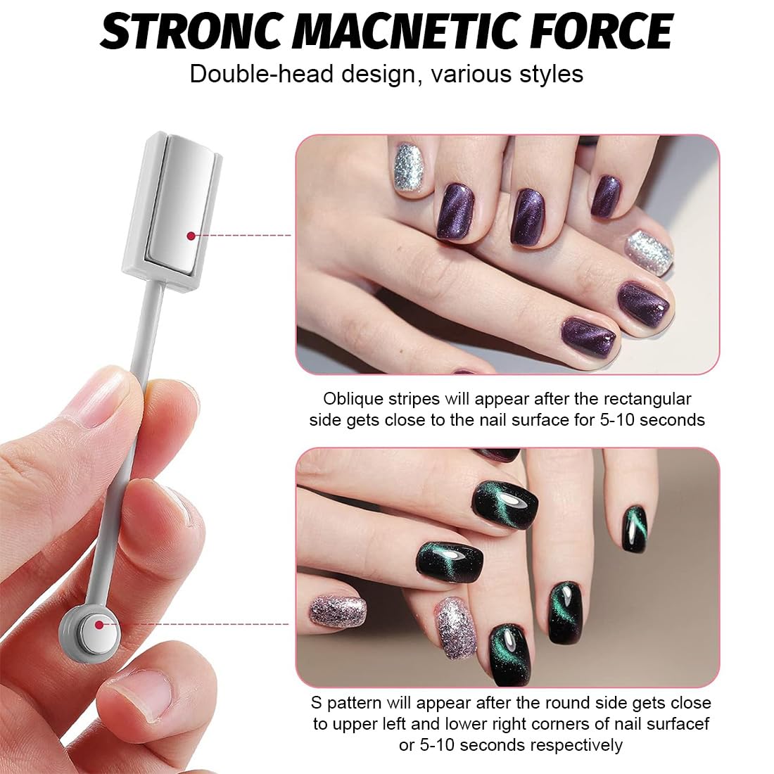 BLPRKOT Cat Eye 1.5 * 10 cm Magnetic Cat Eye Pen Nail Art Magnetic Stick Set for Nail Art DIY - Image 2