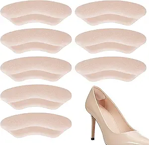 Heel Grips Liner Cushion Inserts for Loose Shoes Men Women, Soft, Suitable, Comfortable, Heel Pads Protectors for Heel Slipping, Heel Pain, Blister, Friction, Anti-Slip Shoe Filler, 4 Pairs, Black