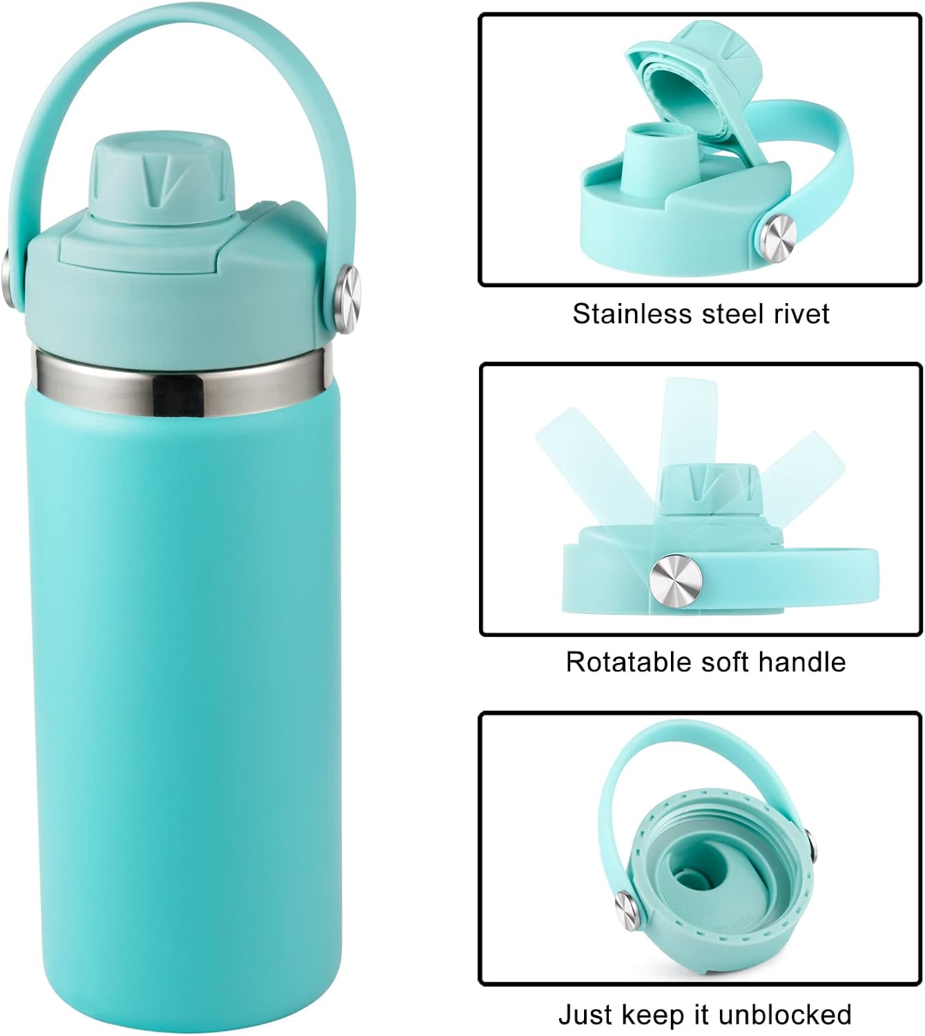 Lid for Hydro Flask 32 40 oz Wide Mouth, Replacement Lids Compatible with Hydro Flask Wide Mouth Water Bottle, Top Spout Lid with Handle, Wide Mouth Lid Chug Cap Accessories - Image 2