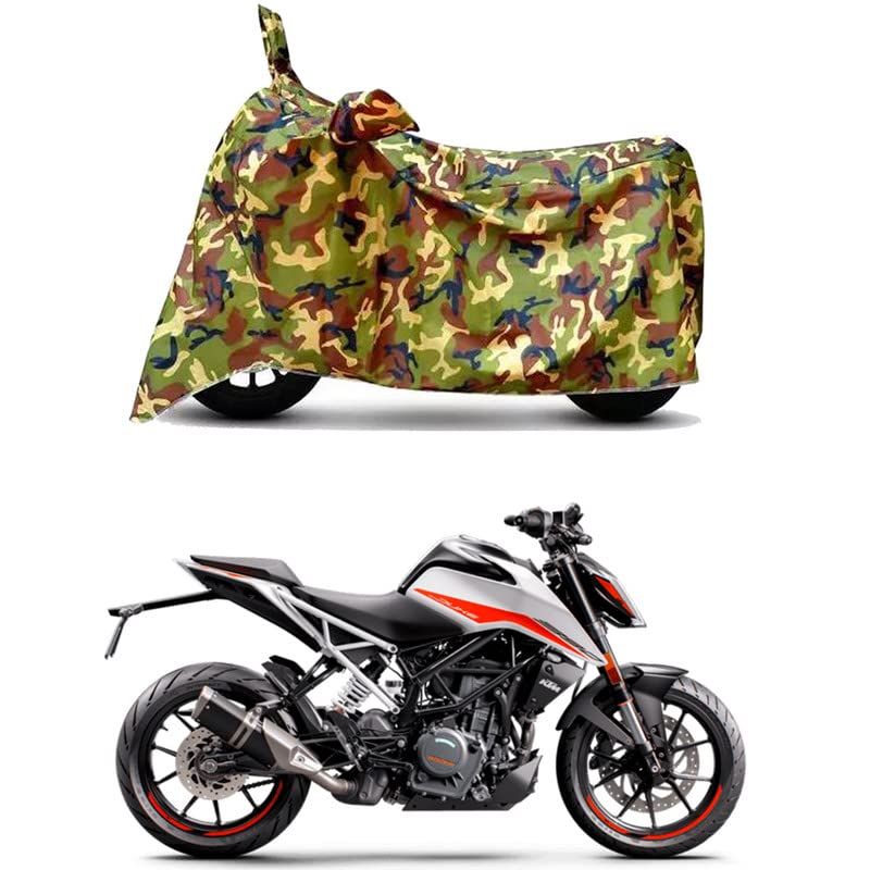 Image of Waterproof 100% PVC Coated Full Bike Scooty Two Wheeler Body Cover Compatible for KTM 390 Duke BS6 /UV-Rays /Heat Protection /Birds Dropping /Scratchproof /Dust Proof [6X6 Jungle Print]