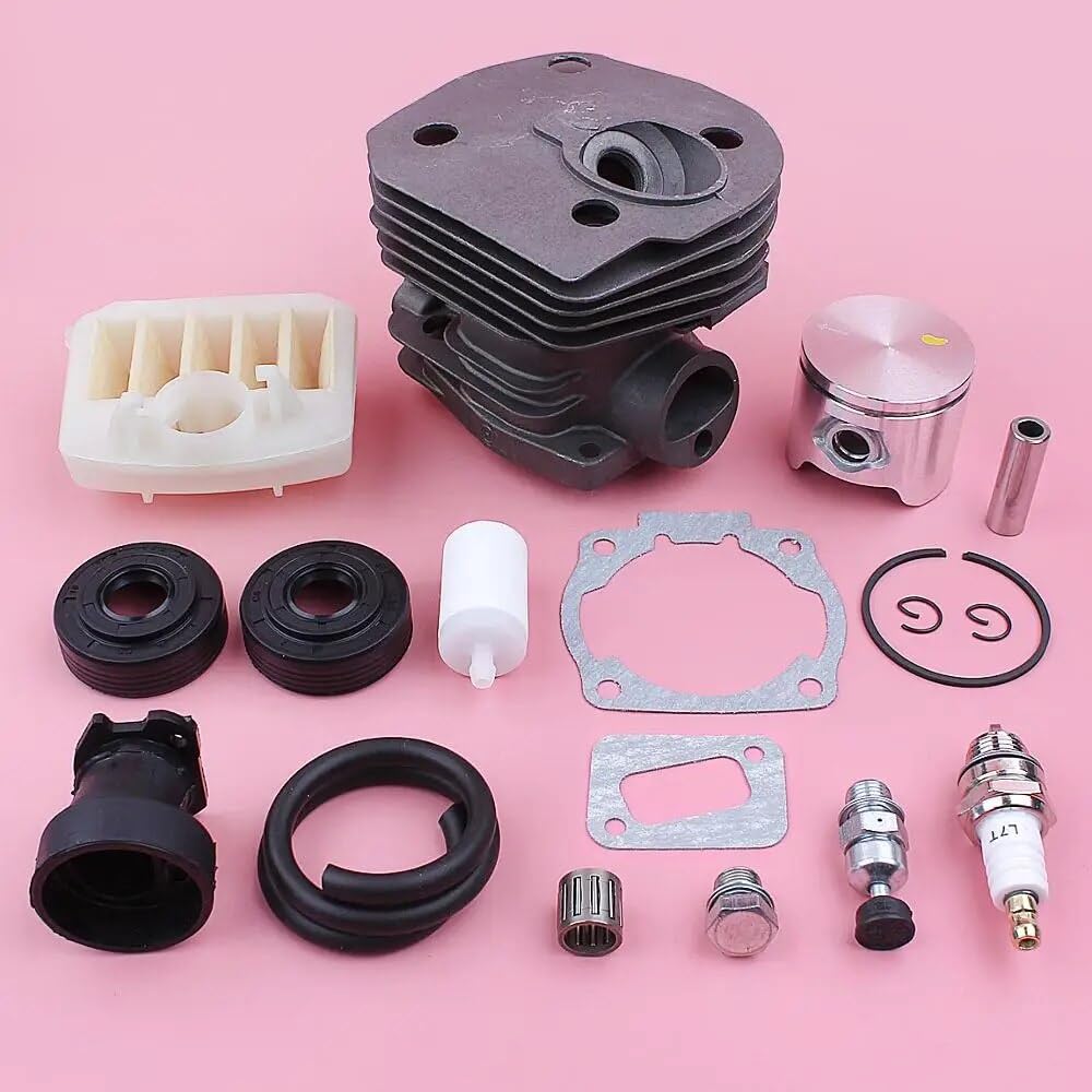 Kit de pistón de Cilindro de 44 mm, for Husqvarna 346XP 350 351 353 Junta de admisión de línea de Filtro de Combustible y Aire Pieza de reemplazo de Motosierra Pistón de Cilindro de jardín