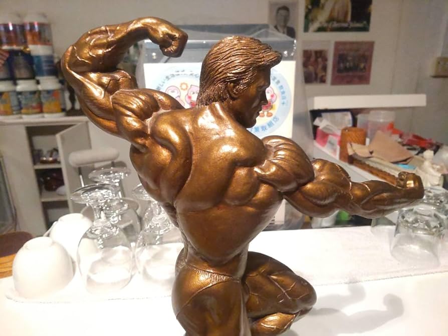 非売品★ボディビル,プロレス/店頭用 ゴールドジム オブジェ 彫刻 トロフィー Amazon.co.jp: 選手権大会 ベストポーズ 優勝 ボディビル
