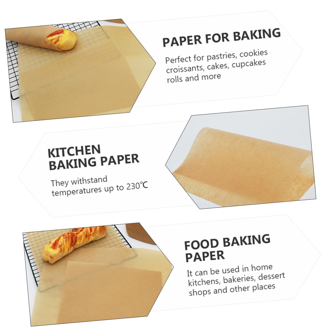 ERINGOGO 100 pièces Papier Cuisson Prédécoupé Non Blanchi Papier Antiadhésif Résistant Haute Température pour Cuisson Barbecue Pâtisserie et Grillades Cuisine