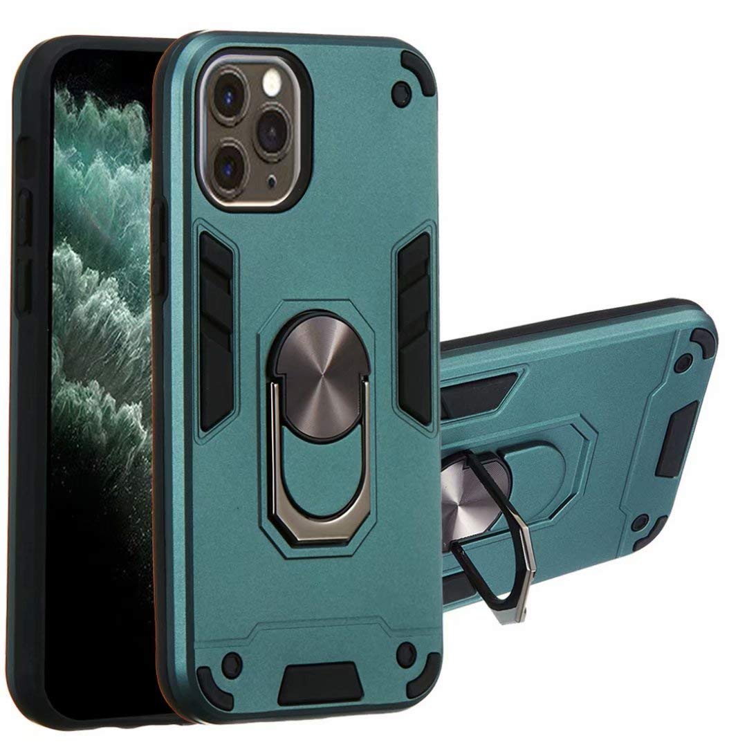 LHYIN iPhone 11 Pro Max 2 in 1 Kickstand Dark Green Back Cover Case,TPU Soft + PC Hard Hybrid Dual Layer Whole Body Protection Back Cover Shell Case for iPhone 11 Pro Max 6.5 inch Dark Green