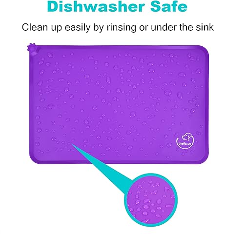 Miniatura 6 de Tapete de silicona impermeable para alimentación de perros y gatos, antideslizante, fácil de limpiar, mantel individual (24 x 16 pulgadas), color