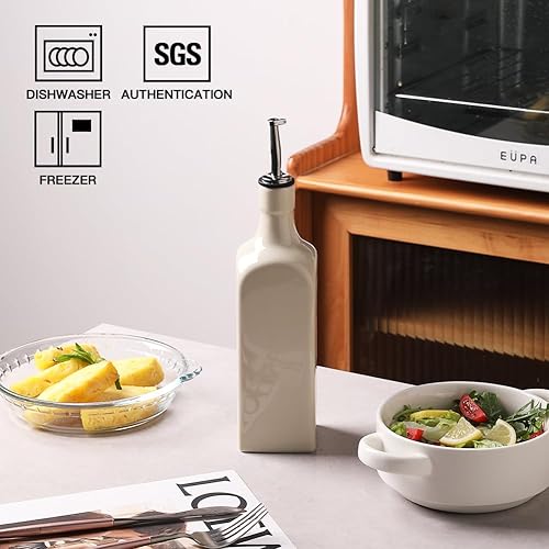 Miniatura 2 de Sweejar Botella dispensadora de aceite de oliva de cerámica de 19 onzas líquidas con boquilla, dispensador grande de aceite para cocina, aceite de