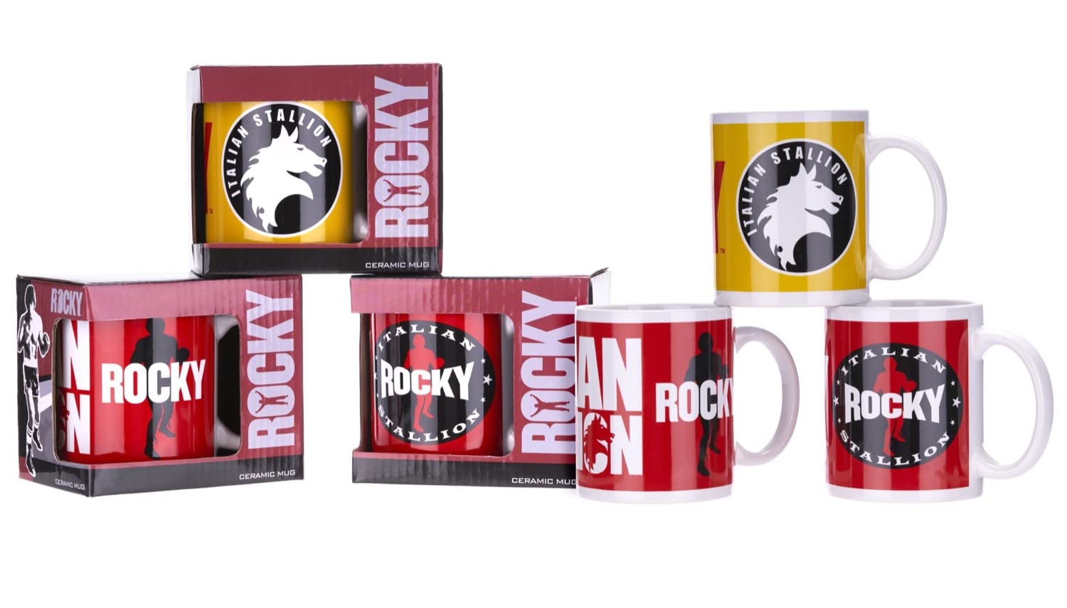 MVS WholesaleMVS Wholesale Rocky Balboa Boxing Coffee Mug Cup New in Gift Box, 3 Assorted Designs with 1 Sent at Random. Ideal Party Game Prize, Birthday Gift, Stocking Filler.