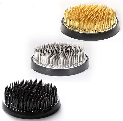 Flower Frog - Soporte circular para punta de aguja Kenzan Ikebana, arreglo floral hecho en Japón (redondo de 3.1 pulgadas, plateado)