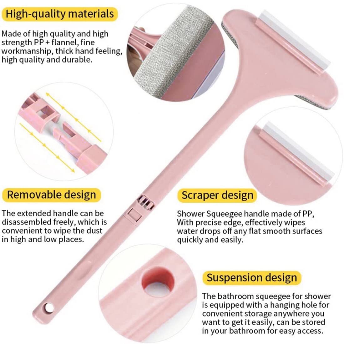 AKRIZA Cleaning Supplies Multifunctional Screen Brush 2 In 1 Mesh Cleaning Brush & Wiper With Extended Handle Window Cleaning Brush Net Cleaner Double-Sided Window Mesh Cleaner (54*21*4.5 cm) (Pink) 2