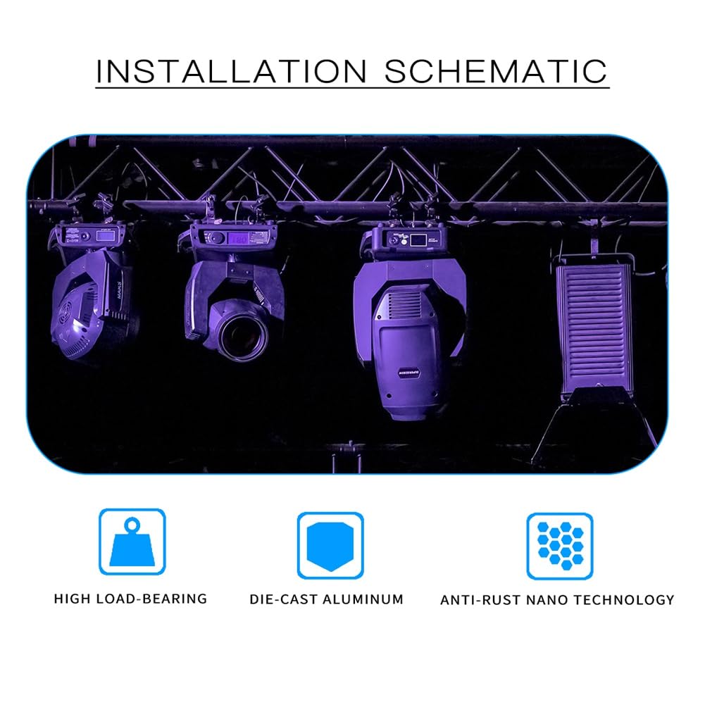 Citywalk 1 paio di ganci per luce da palcoscenico, in alluminio, con gancio per luce mobile, con clip di sicurezza, carico di 150 kg, per DJ e discoteca, facili da sostituire (B)
