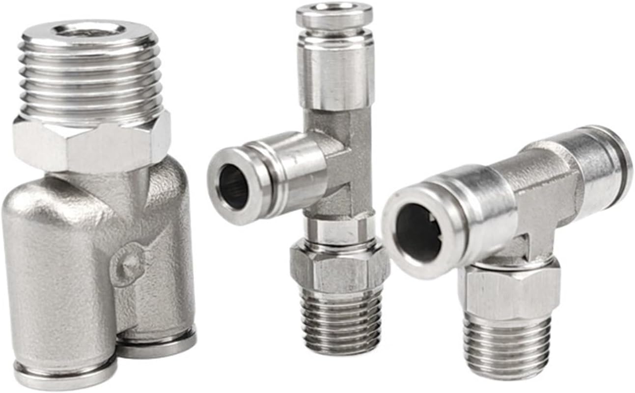 304 Stainless Steel Quick Plugs PB8-02 Gas Pipe Joint PX6-01 Pneumatic Connector PD Tee 1Pcs(StainlesssteelT-shapedteePB8-01)
