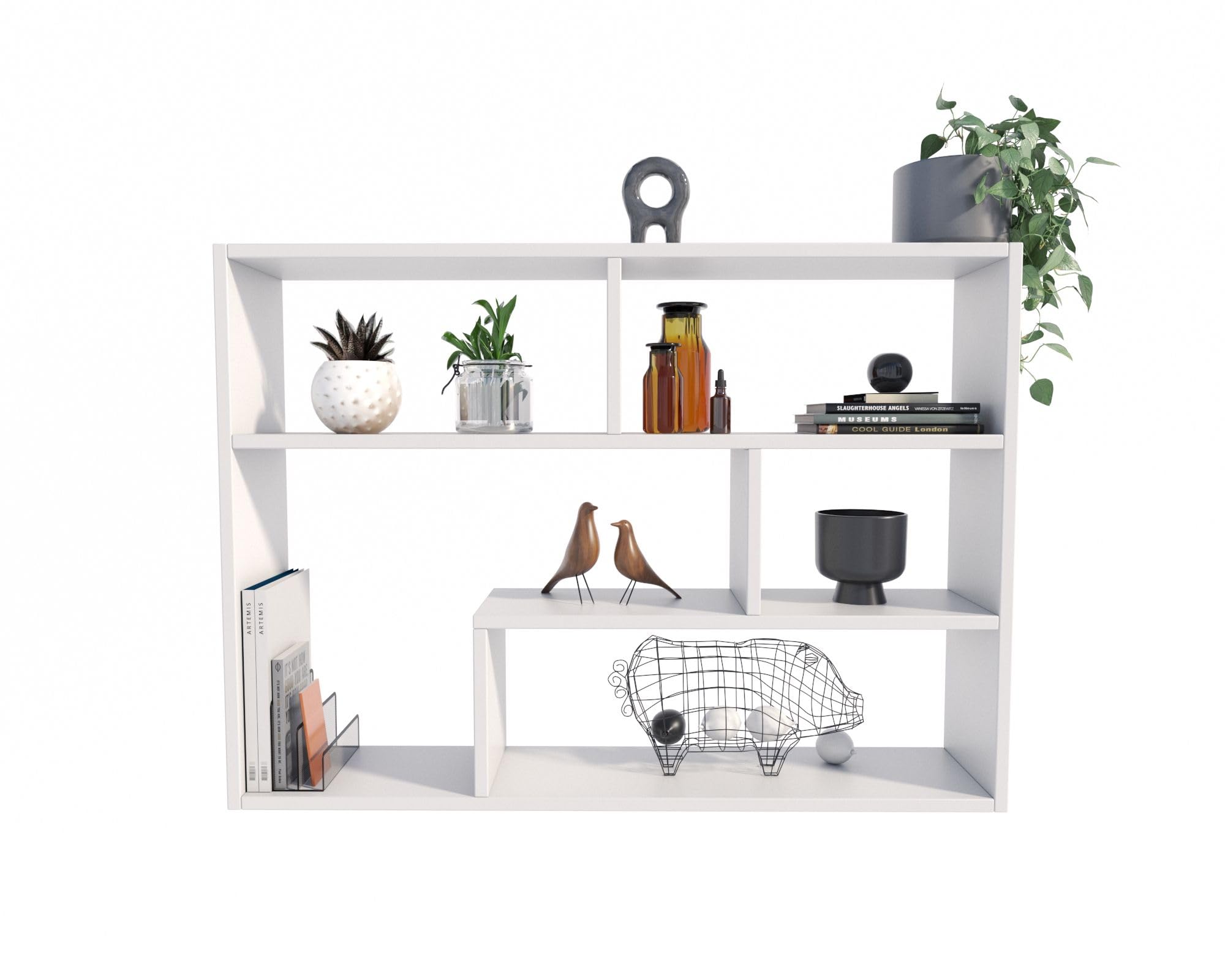 Per la vita Regał ścienny Fino – regał wiszący 92 x 21 x 70,2 cm – regał na książki do biura, salonu, sypialni, pokoju dziecięcego – wielofunkcyjny regał do przechowywania