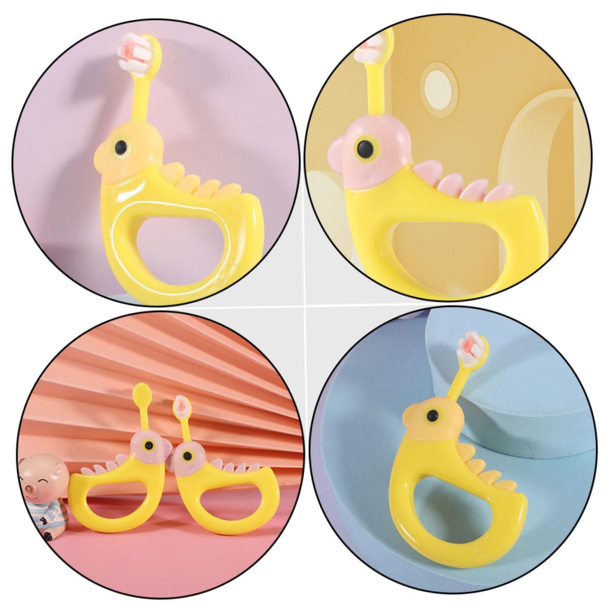 minkissy Boys and Girls 2pcs Boys and Girls Toothbrushes Bulk U-Shaped Round Toothbrushes for Children