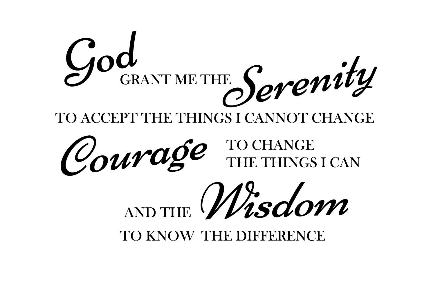 Newclew God Grant me The Serenity to Accept Things I can not Change, The Courage to Change Things i can (22Wx14H, Black)