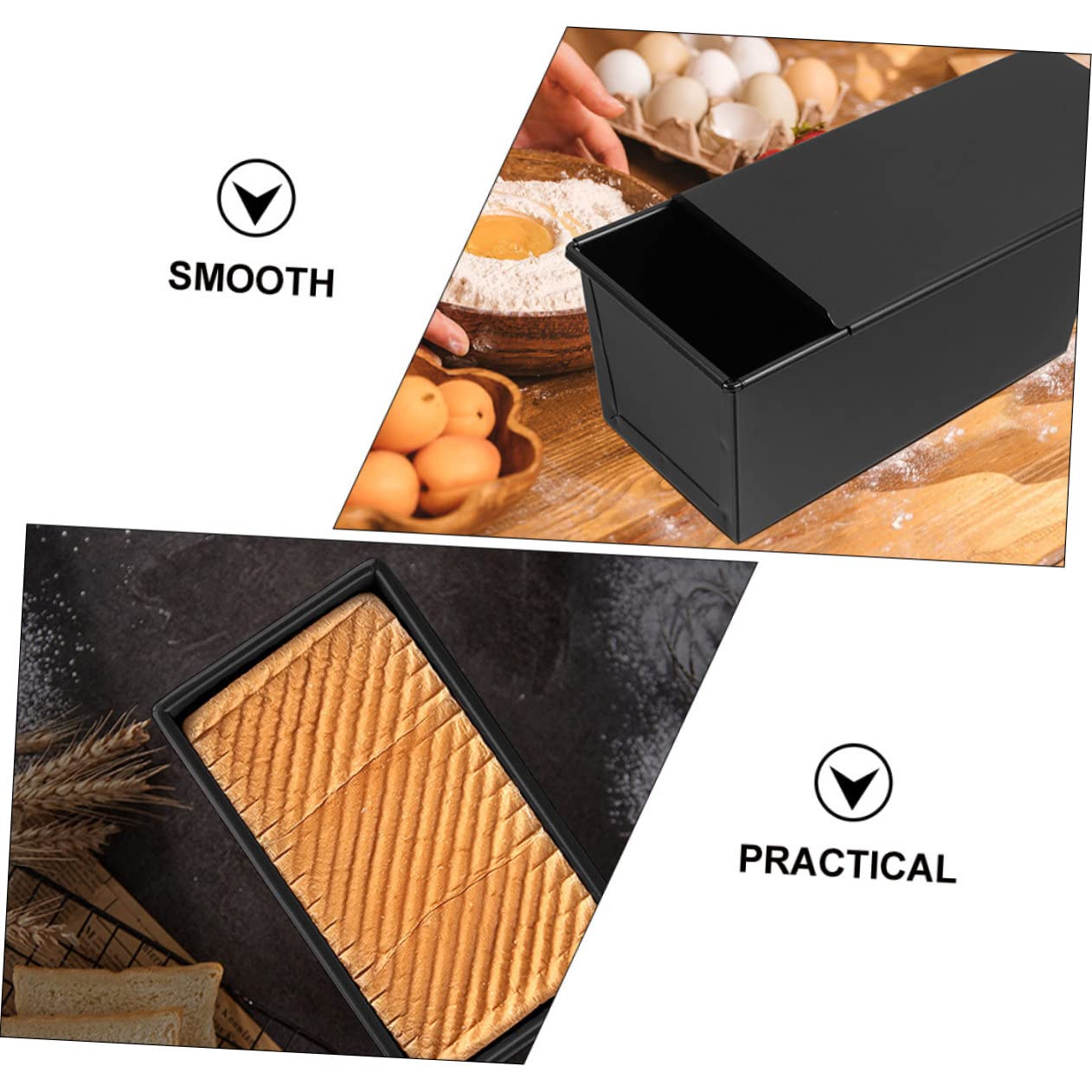 Stampo per Toast in Acciaio al Carbonio Antiaderente Coperchio, Teglia per Plumcake da 750g, Riscaldamento Uniforme per Pane Fatto in Casa e Preparazioni da Forno Quotidiane