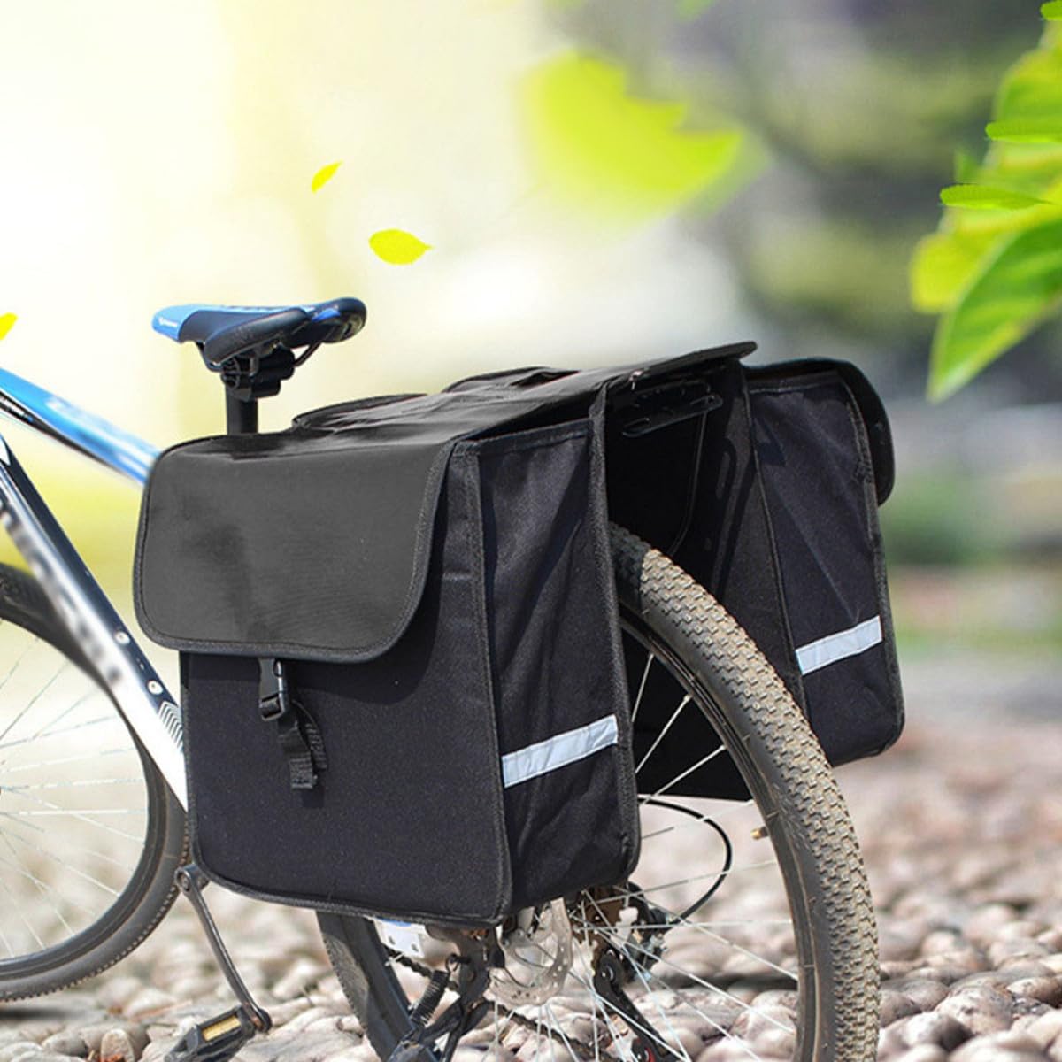 Waterproof Bike Pannier Bag 2l Large Compartments Rear Rack Saddle Pack with Reflective Stripe for Mountain Cycling and Commuting
