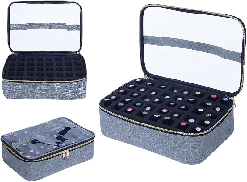 Estojo organizador transparente UOZL para esmaltes, cinza, capacidade para 40 frascos, 30,5 cm x 20,5 cm x 8,5 cm