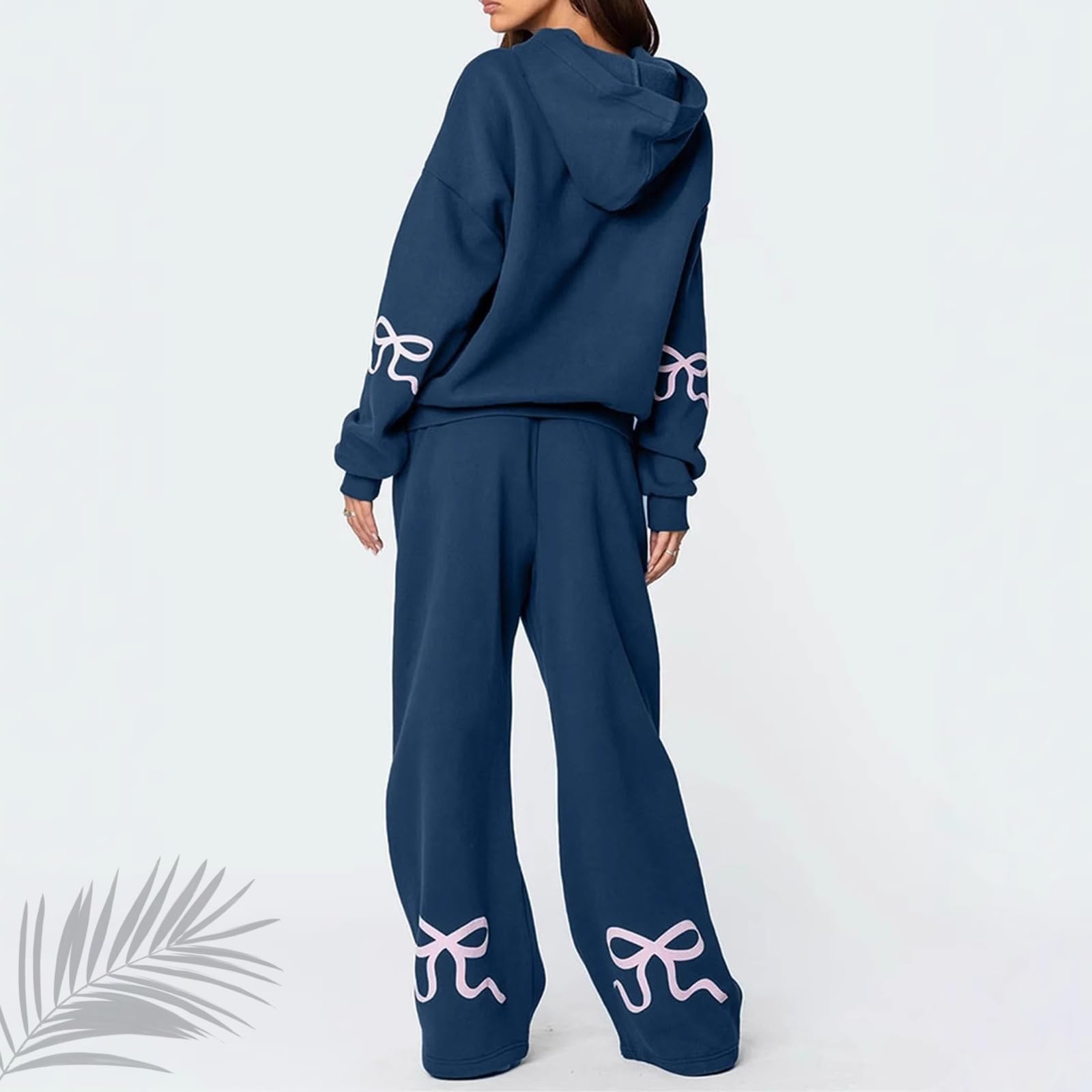 Ensemble 2 pièces à capuche et pantalon de survêtement à imprimé graphique avec nœud et pantalon de survêtement à manches longues et pantalon de survêtement à jambes larges