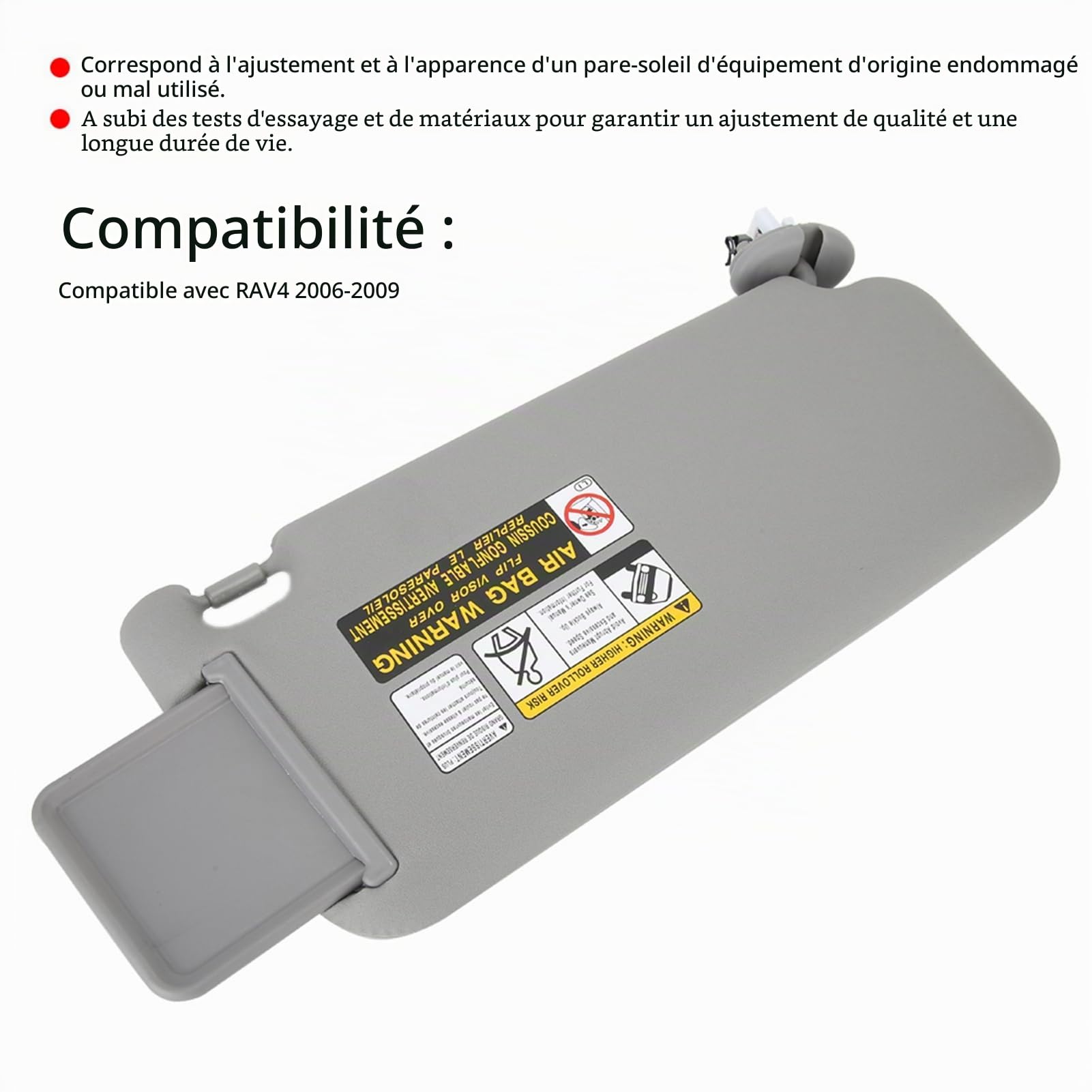 Dioche Pare-soleil gauche côté conducteur gris pour spécifications OE 2006 – 2009, test de matériaux, pièces de voiture et de camion