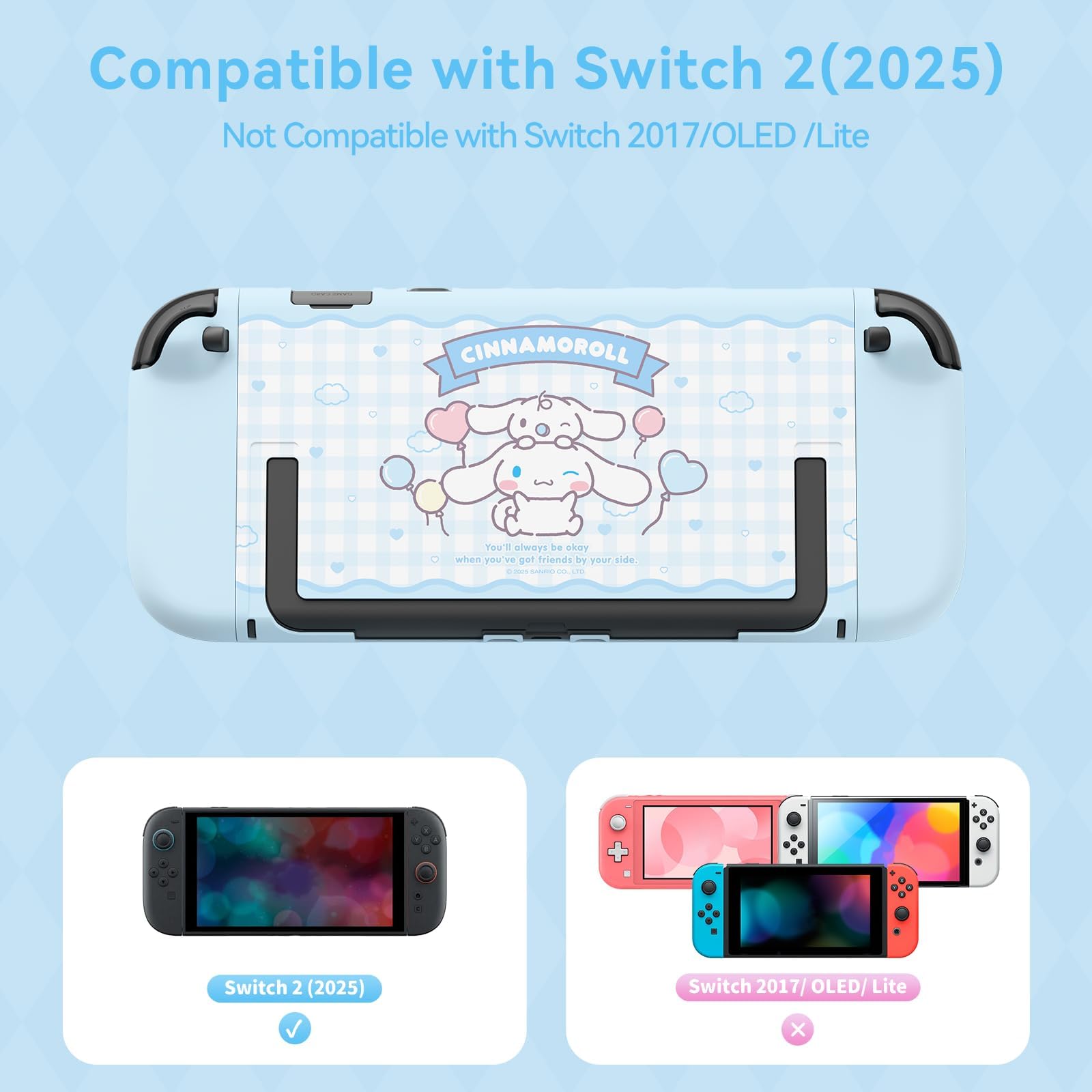 Kuitmor Coque de Protection pour Switch 2, Housse Personnalisée avec Motifs Kawaii, Anti-Rayures, Protection Accessoire de Switch 2 Console (Cinnamoroll Bleu)