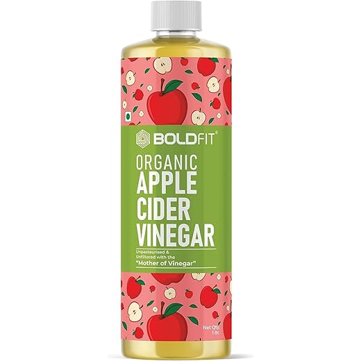 Boldfit Apple cider vinegar juice with mother & Vitamin C, Probiotics, Raw, Unfiltered & Unpasteurized Supports Gut Health,Reduced Bloating,Healthy Skin & Hair,-1000ml Acv Juice