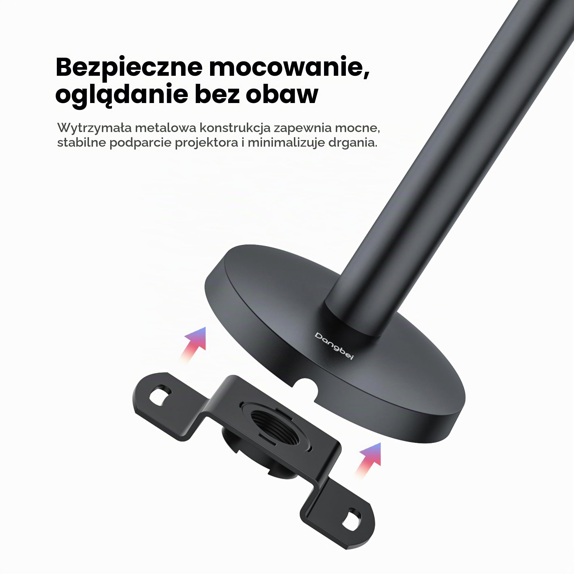 Dangbei Uchwyt sufitowy do projektora, regulacja wysokości 3,9-15,7", uchwyt projektora, śruba 1/4", kompatybilny z DBX3 Pro, DBOX02, MP1 MAX, Atom, N3 Max