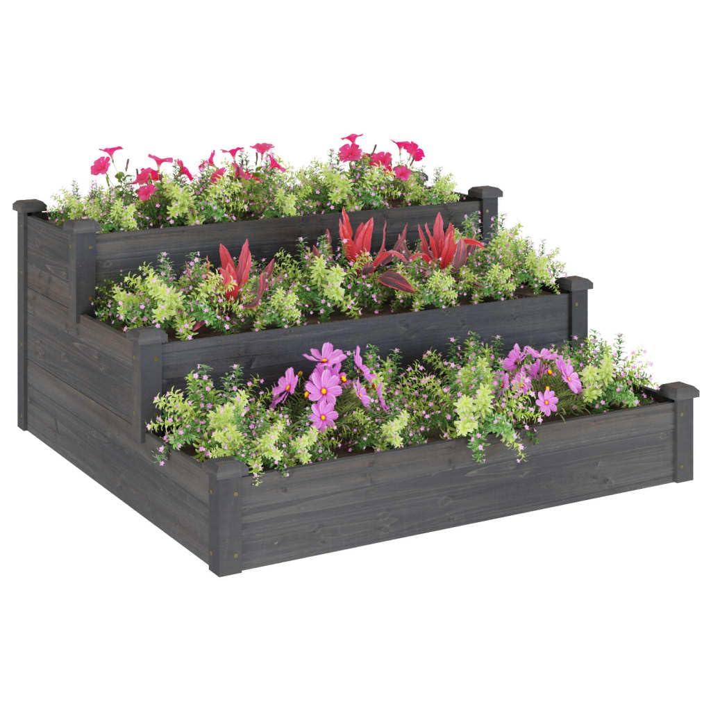 Jardinière surélevée en bois de sapin gris 120x120x56 cm pour potager