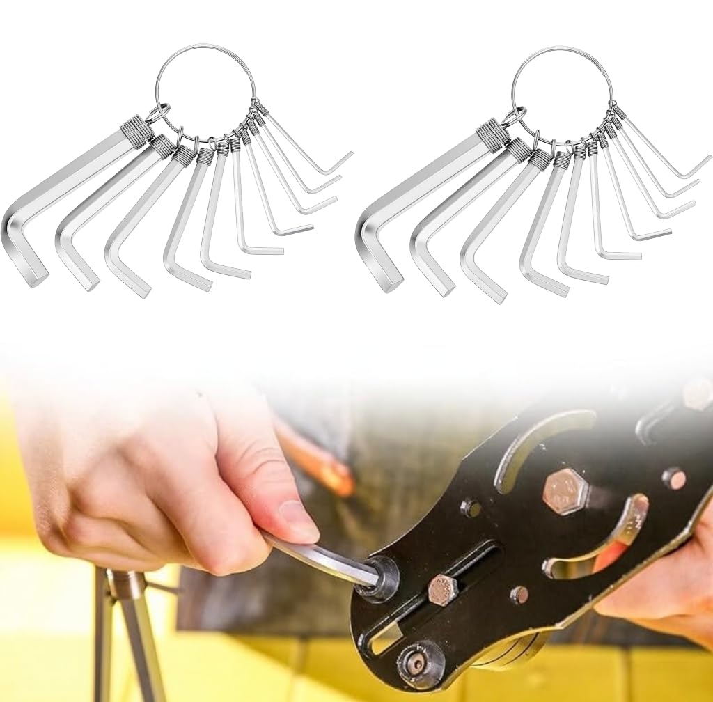 LiZEROGDAX 2 Sets Allan Wrench, Stainless Steel 8 in 1 Small Allen, Hex Key Metric Allen Spanner, L Shape Hexagon Head Tool