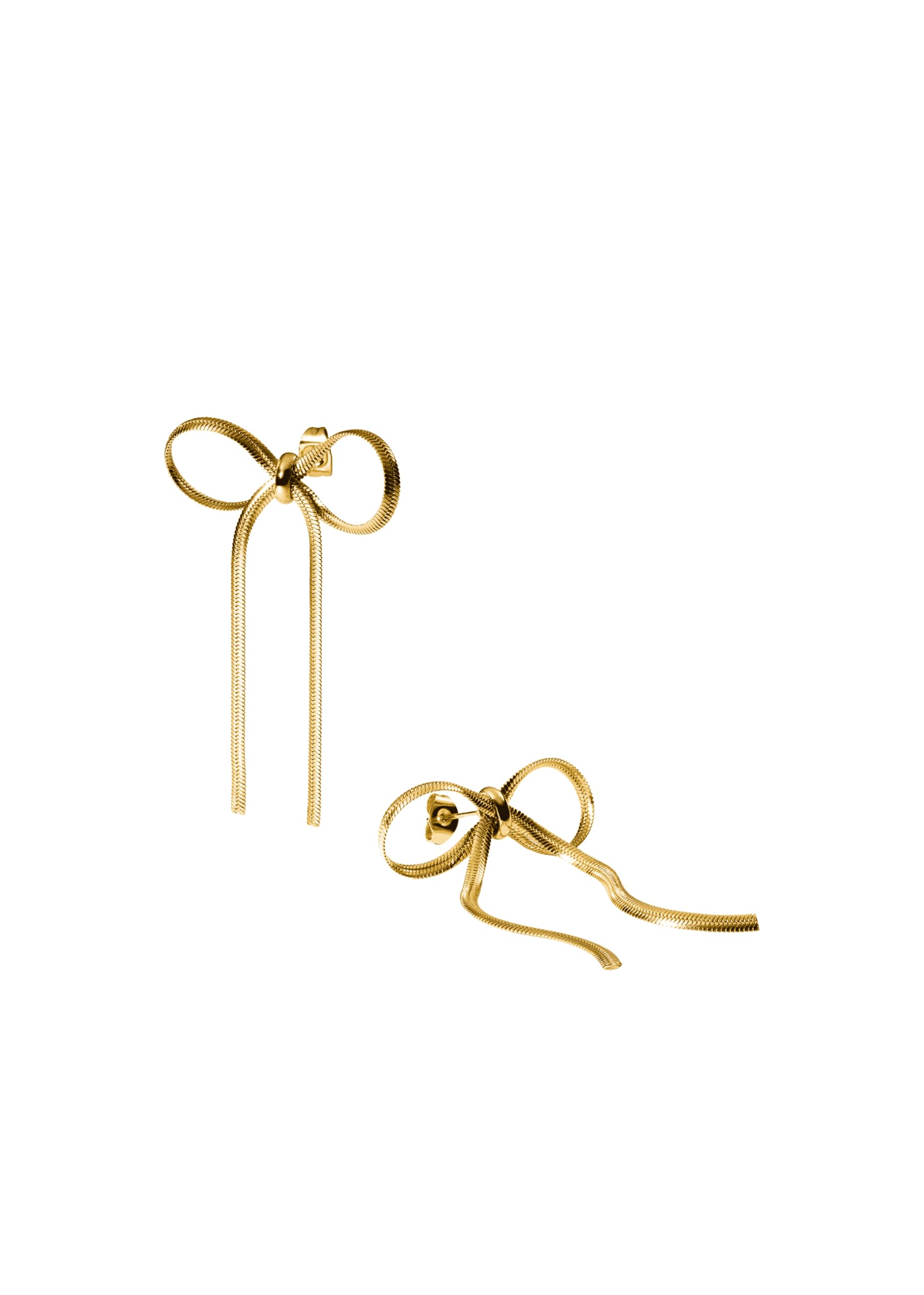 Purelei Schleifen Ohrringe – wasserfest | Elegante Bow-Ohrringe in Schlangenketten-Optik | Edelstahl & 14K/18K Vergoldung | Verspielt & raffiniert für besondere Anlässe (Gold)