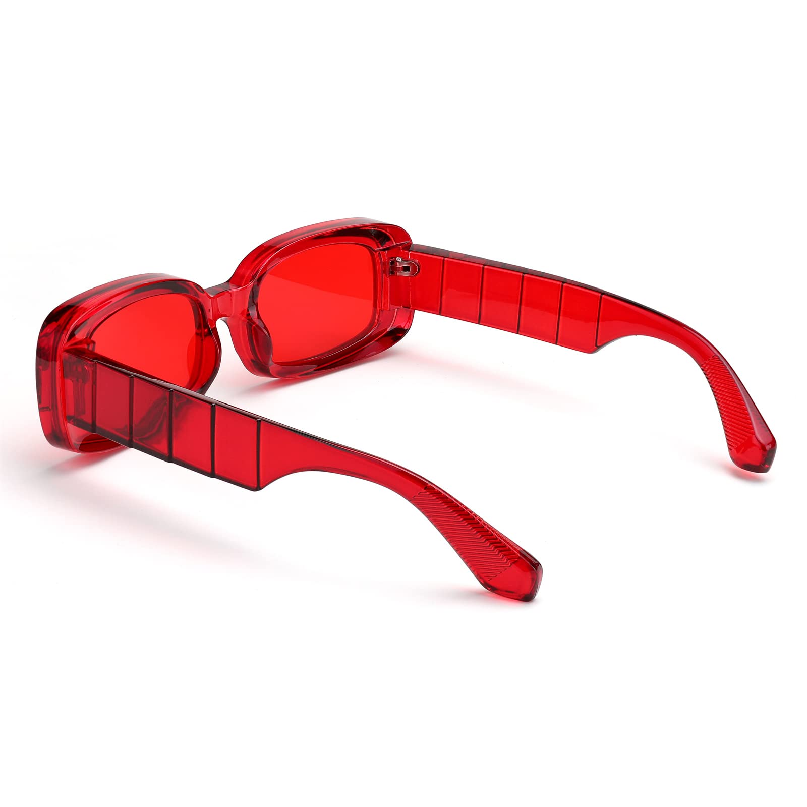 FEISEDY Retro Thick Rectangle Sunglasses Retro 90s Small Chunky Square Women Men B2307