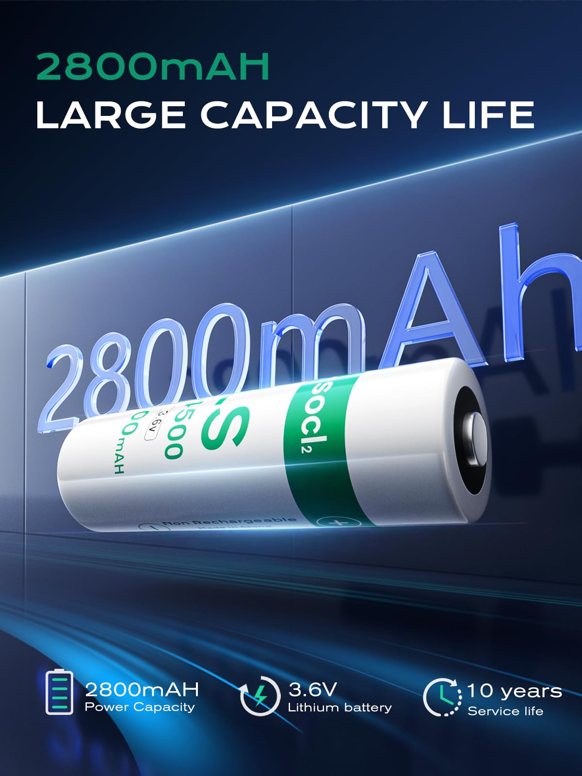 4 Stück LS1450O ER14505 Batterien, 2800 mAh 3,6 V AA Lithium-Batterien, Li-SOCL₂, nicht wiederaufladbar, ER1450O Akku für Wasser-Stromzähler, generische Batterie