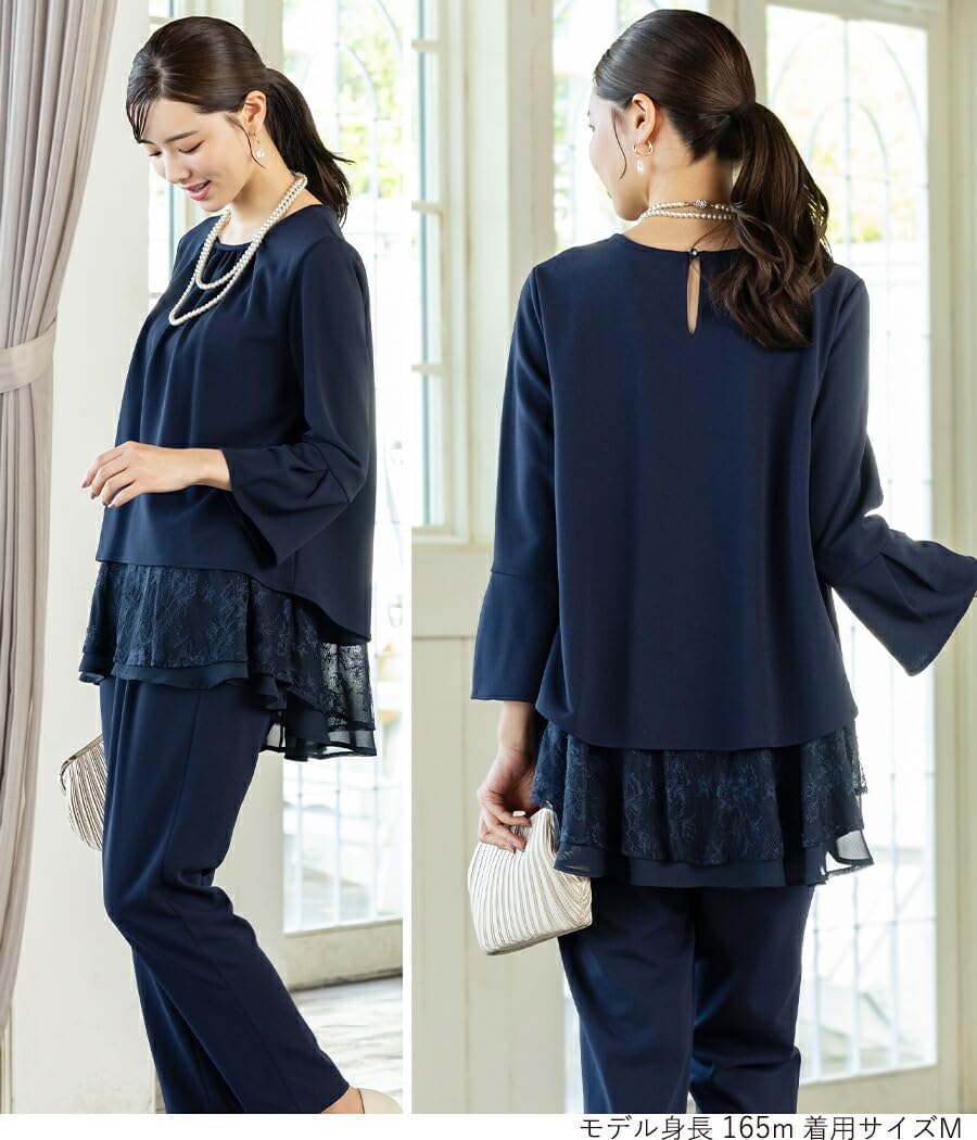 [アッドルージュ] 結婚式 パーティードレス セットアップ スーツ レディース ブラウス テーパードパンツ セレモニースーツ スーパーストレッチ [t5317]