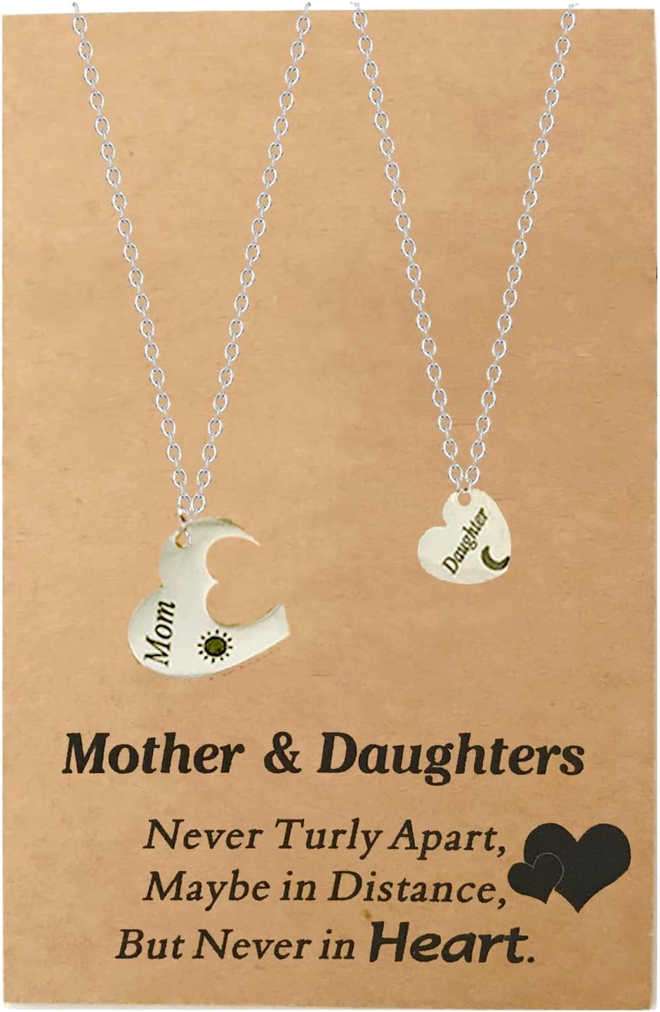 Regaosly2 pack Mother Daughter Necklaces Set Mum Daughter Gifts Matching Heart Matching Pendant Necklace Mummy and Me Necklace for Women Girls for Birthday Mother’s Day Christmas