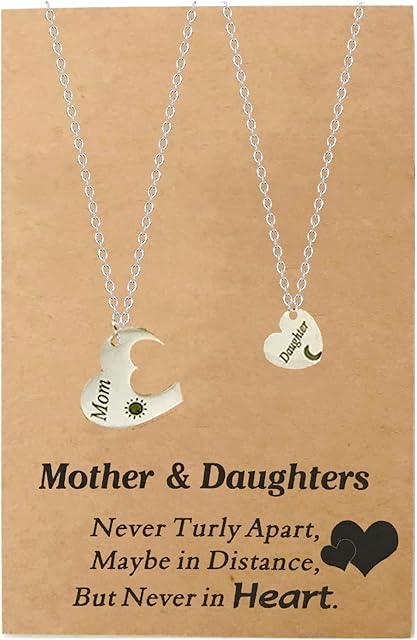 Regaosly 2 pack Mother Daughter Necklaces Set Mum Daughter Gifts Matching Heart Matching Pendant Necklace Mummy and Me Necklace for Women Girls for Birthday Mothers Day Christmas