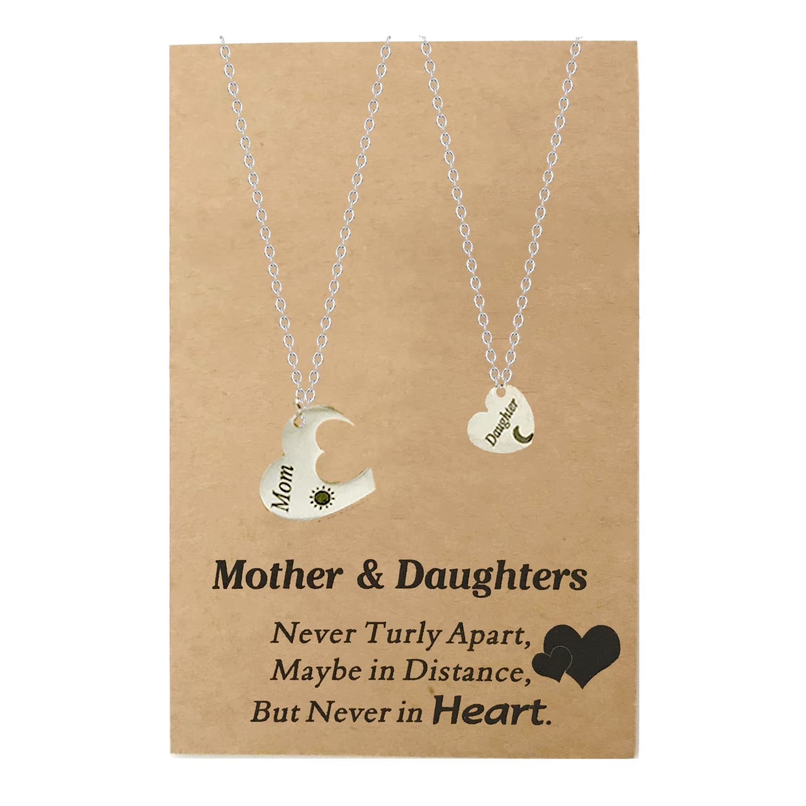 Regaosly2 pack Mother Daughter Necklaces Set Mum Daughter Gifts Matching Heart Matching Pendant Necklace Mummy and Me Necklace for Women Girls for Birthday Mother’s Day Christmas