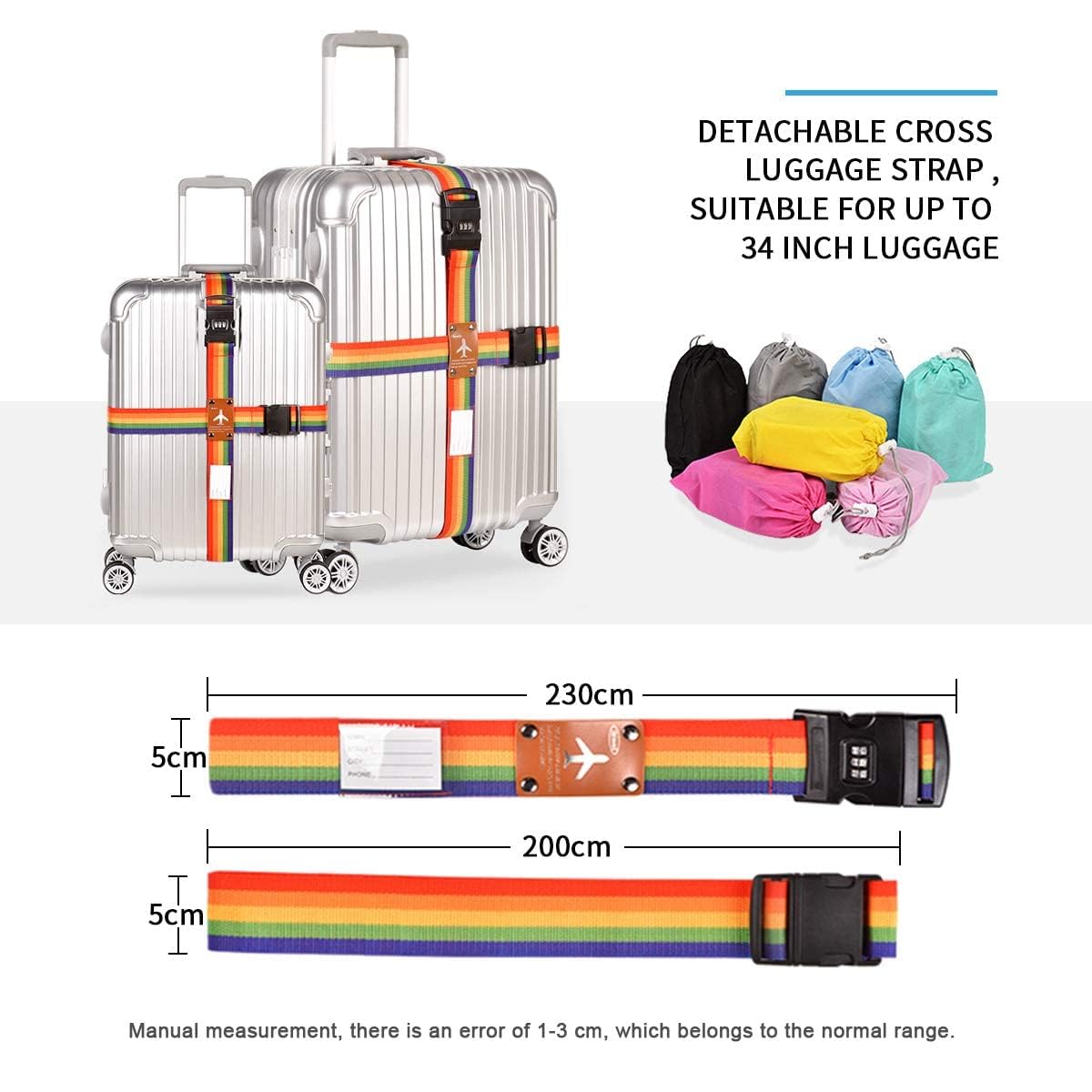 Cinture Per Valigia Kit Di 4 Cinghie Regolabili Per Bagaglio E Valigie - Leggere E Resistenti Cinghia Borsa Viaggio - Foto 9