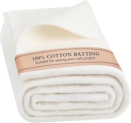 Natural Cotton Quilt Batting, 47 x 59 Inch Lightweight & All-Season Batting for Quilting, Sewing, Crafts, DIY Projects, 200 GSM