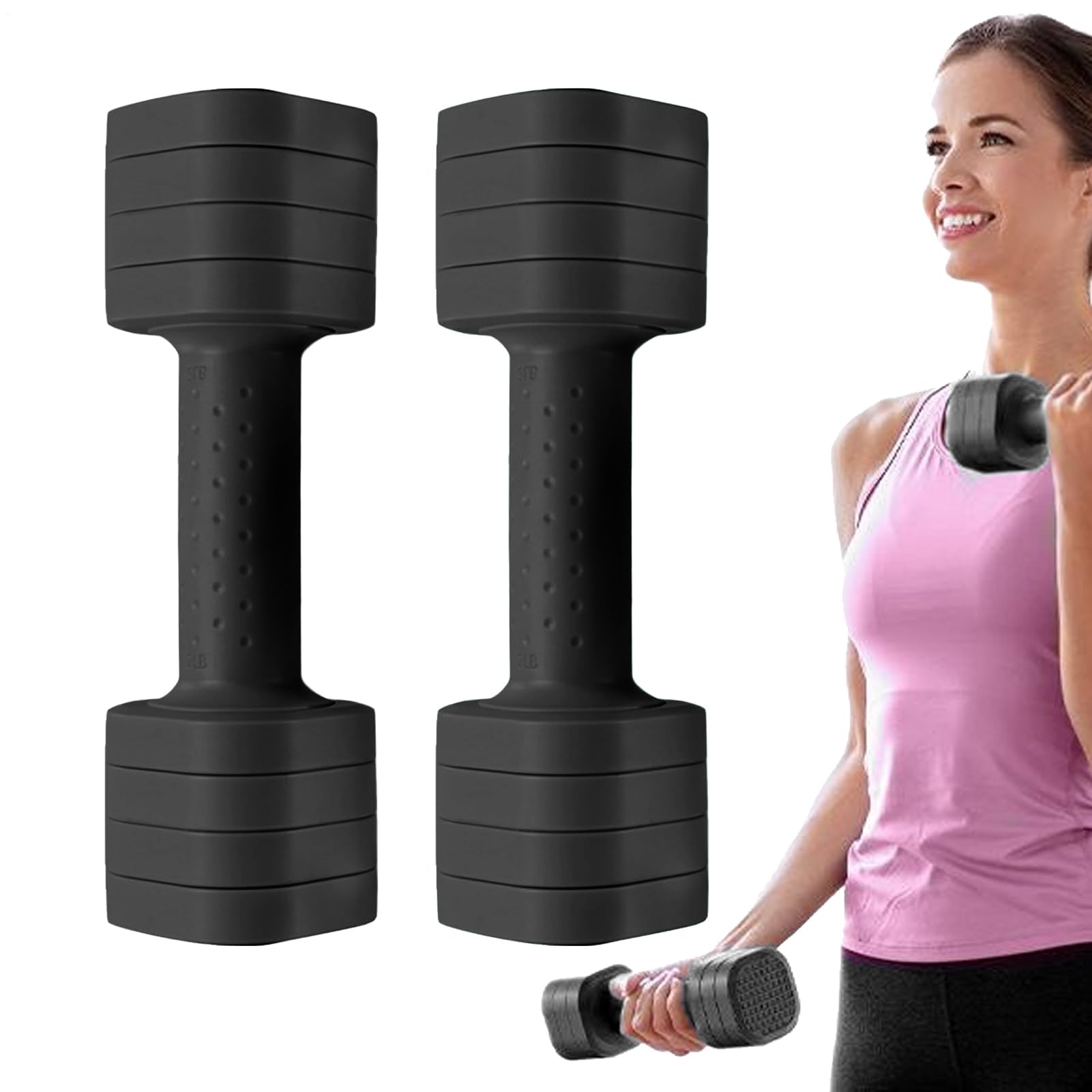 Juego de mancuernas – Pesas versátiles para entrenamiento de fuerza, equipo de gimnasio en casa | Juego de 2 mancuernas ajustables con mango antideslizante, 2 libras, 3 libras, 4 libras, 5 libras