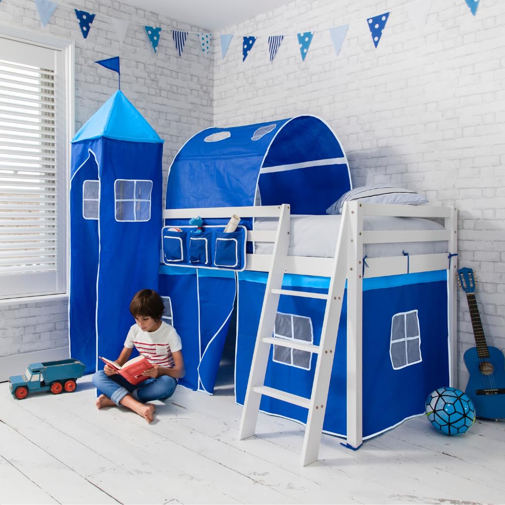 Noa and Nani Tent, Tower, Tunnel & Tidy for Midsleeper Cabin Kids Loft Bed in Blue