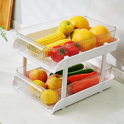 Organizador y almacenamiento debajo del fregadero, 2 niveles de plástico con asa, organizador de gabinete extraíble multiusos blanco, bandeja