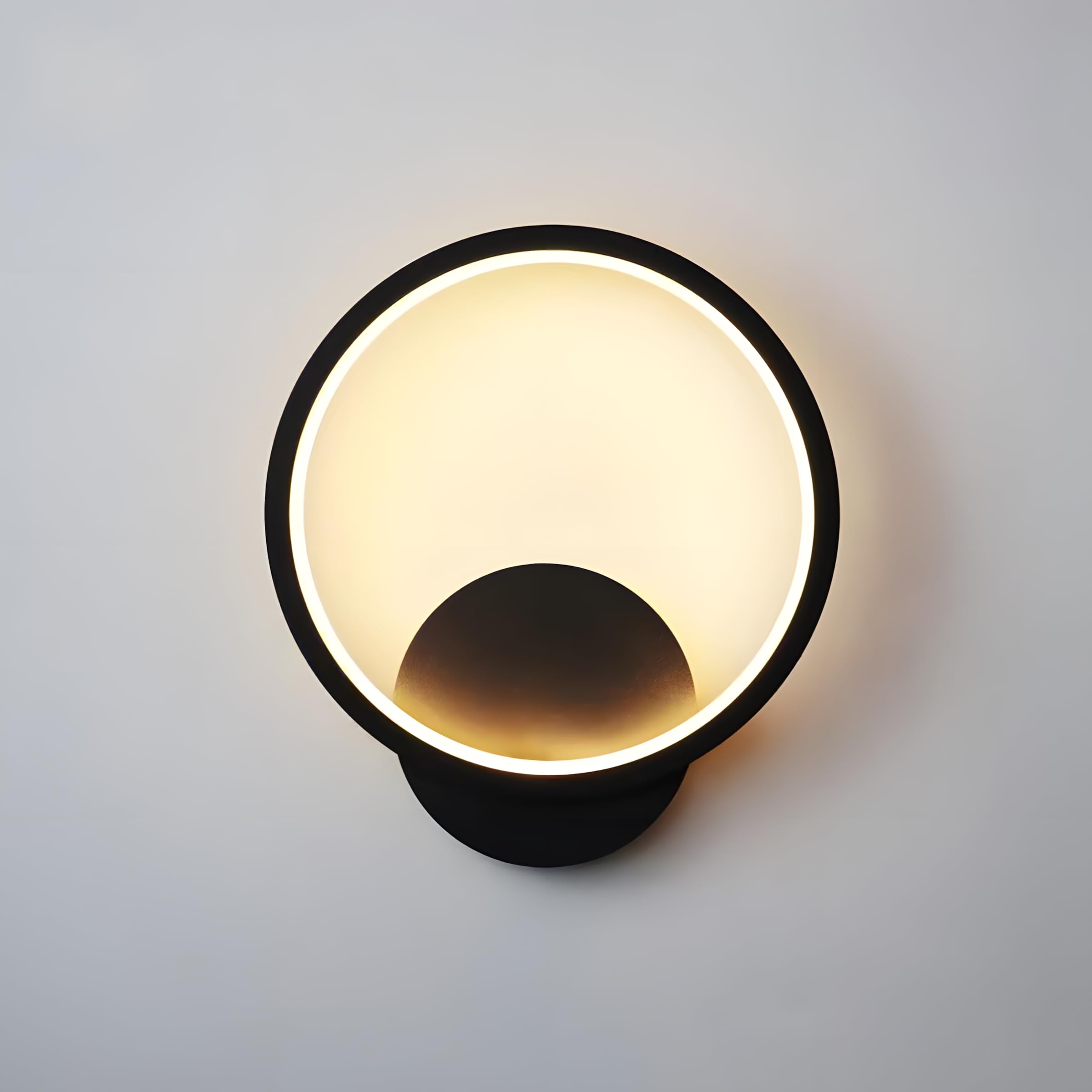 Ztwleed Option 3 Led Wall Light Indoor,12W 1400Lm Modern Round Wall Lamp 3000K/4000K/6000K,Black For Bedroom Living Room Hallway,110-240V