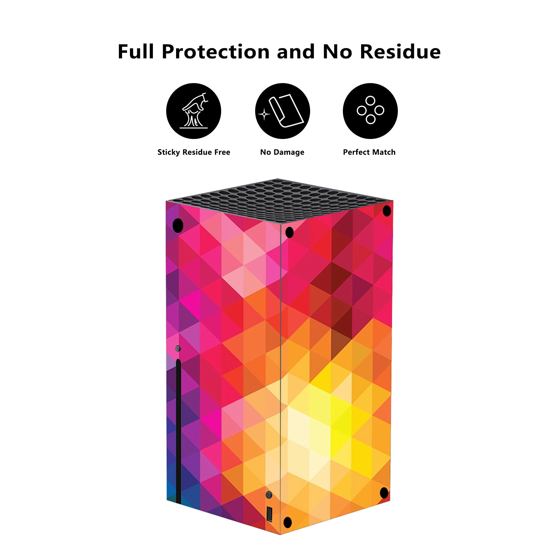 PlayVital Skin für Xbox Series X, Aufkleber Stickers Vinyl-Skins Schutzfolie Design Folie Zubehör für Xbox Series X Konsole Controller-Buntes Dreieck - 3