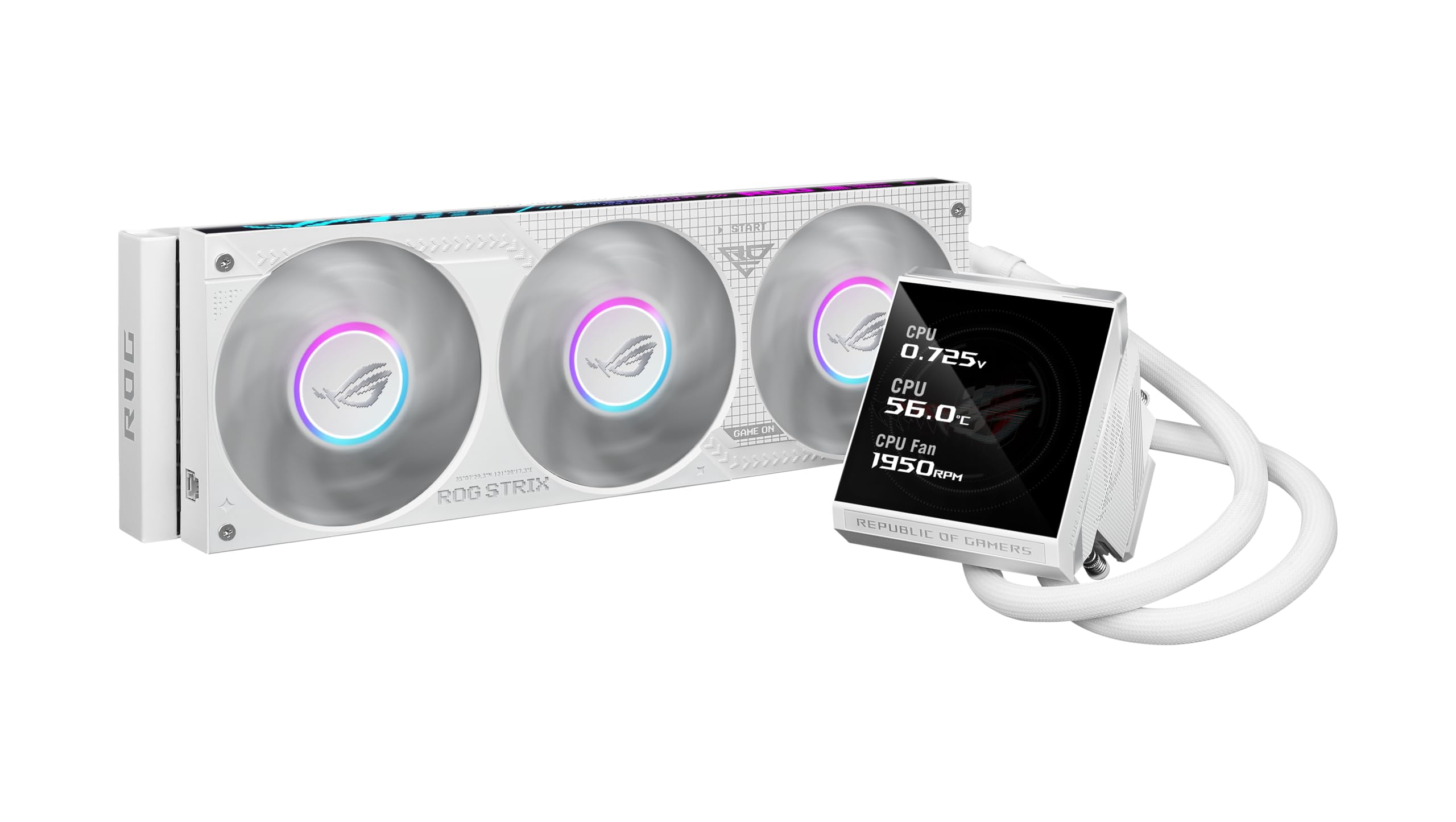 ASUS ROG STRIX LC IV 360 ARGB White Edition All-in-One chłodzenie wodą z procesorem (3 x adresowalne wentylatory ROG ARGB, pompa Asetek 8. generacji, wyświetlacz LCD, Intel LGA 1700, 1200, 115X, AMD