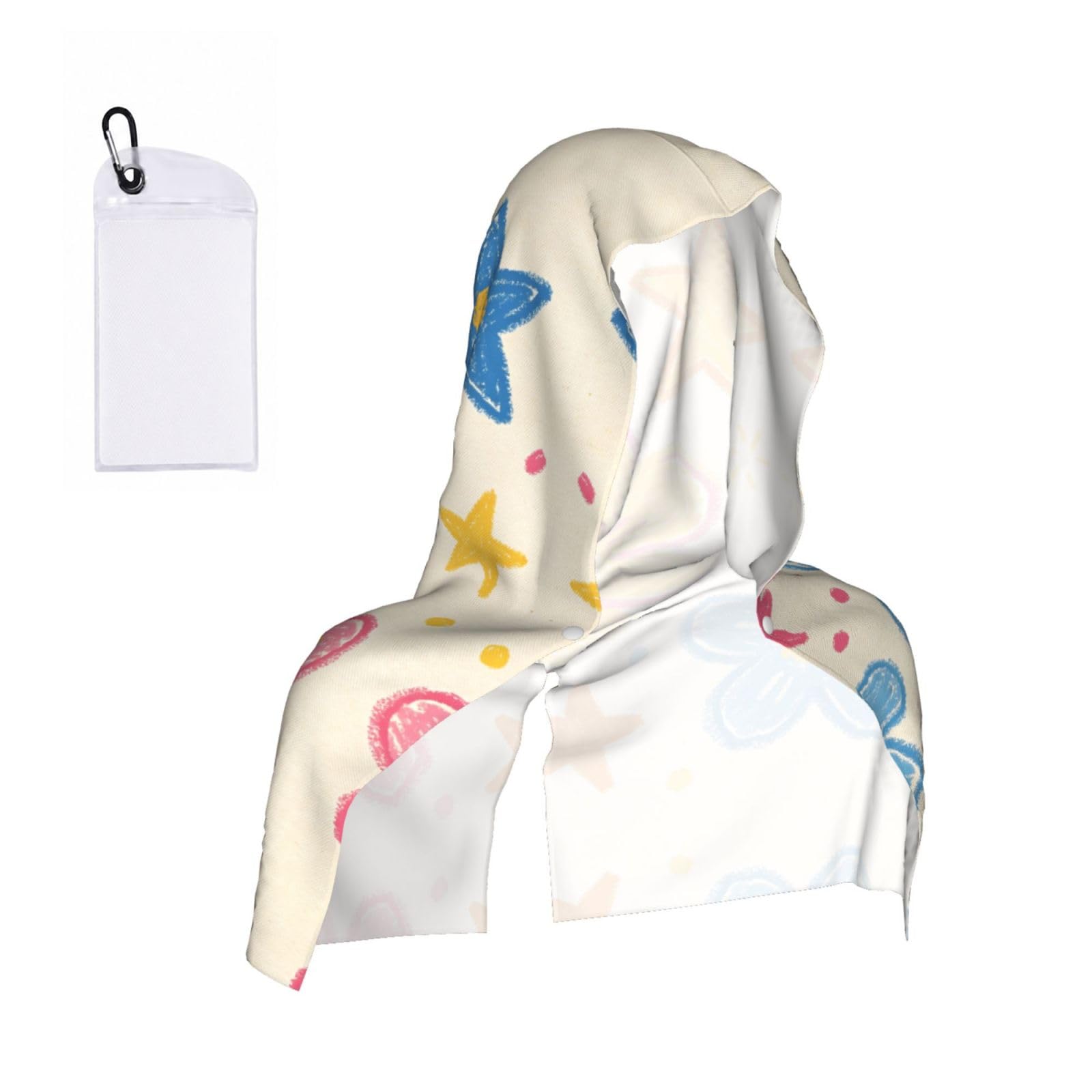 CNTDBU Crayon Doodle Art Cooling Towel Hooded-Instant Chill Neck Cover for Sports, UV Cooling Rag for Running Gym