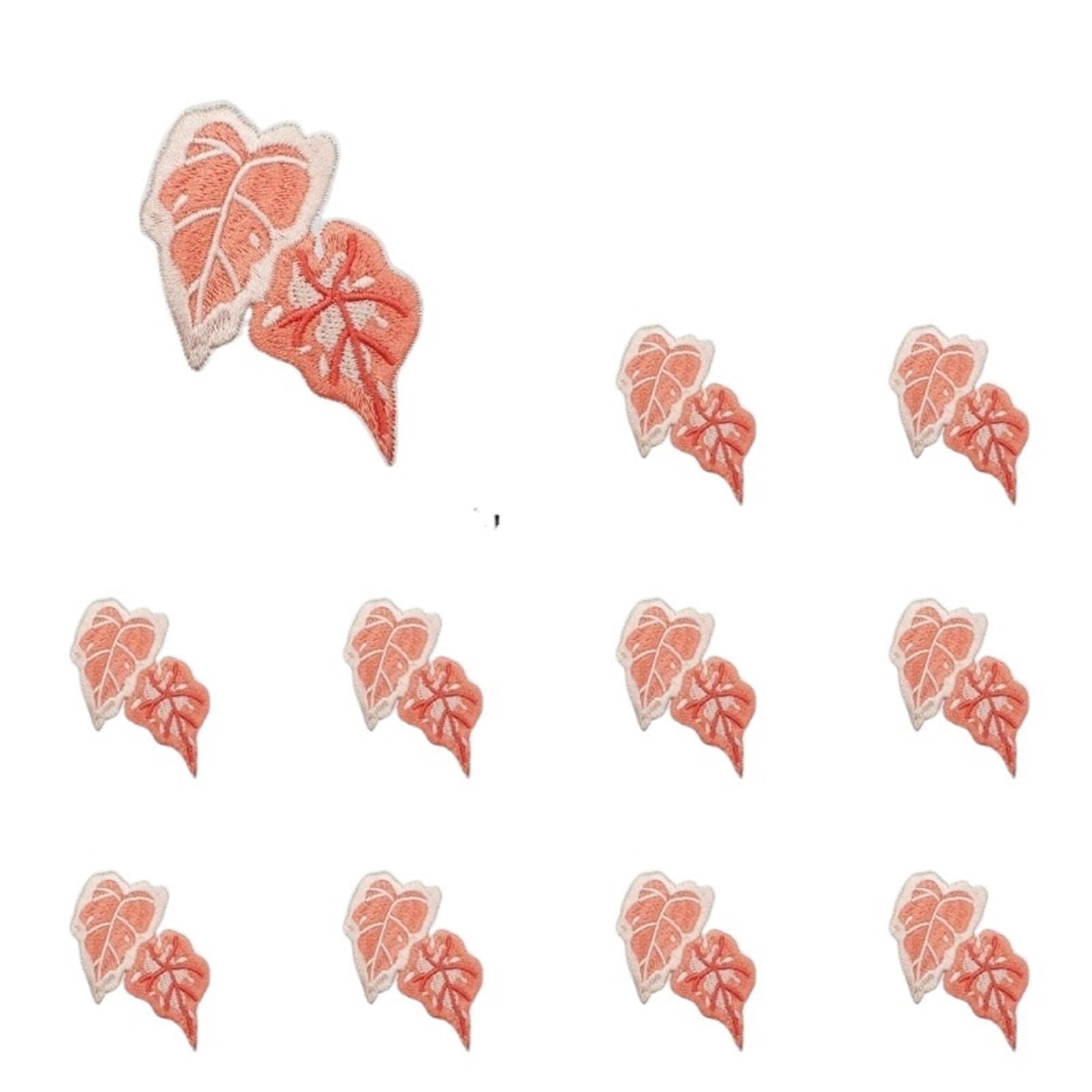 Wtaxbh Transparent Iron On Patches 12Pcs Embroidered Patches Pack Plant Embroidery Leaf Flower Pot Red Patch Sticker Clothes Set Of Ironing(Transparent)