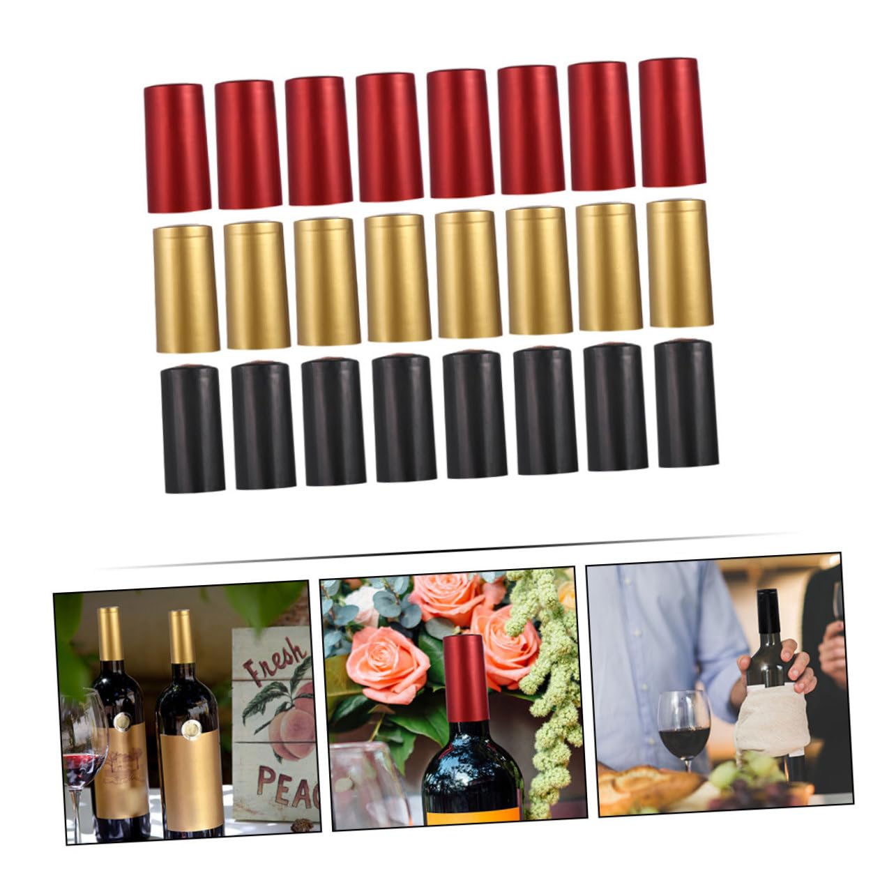 STOBAZA 60 Pack Heat Shrink Wine Bottle Sealer Caps Reusable Wine Stoppers Bottle Sealing Film Shrink Foil for Winery Home