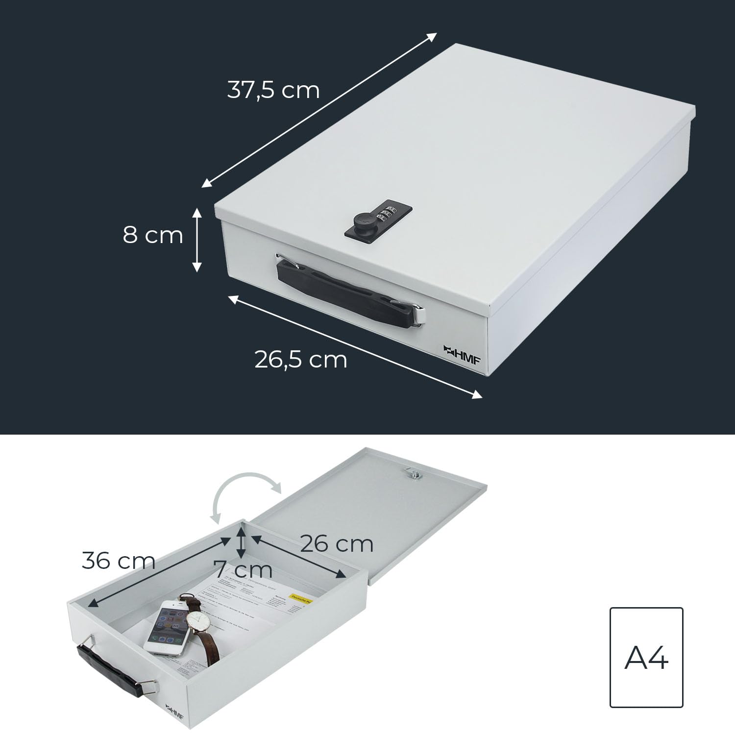 HMF Lockable Document Box - A4, Combination Lock -5 HMF Lockable Document Box - A4, Combination Lock -5