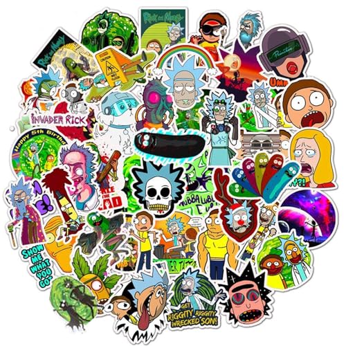 Tinyuet Pack de Pegatinas, 50 Calcomanías de Vinilo Impermeables, Ideal para Niños/Jóvenes para Teléfono Móvil, Ordenador Portátil, Cafetera, Maletas de Viaje - Cartoon Design