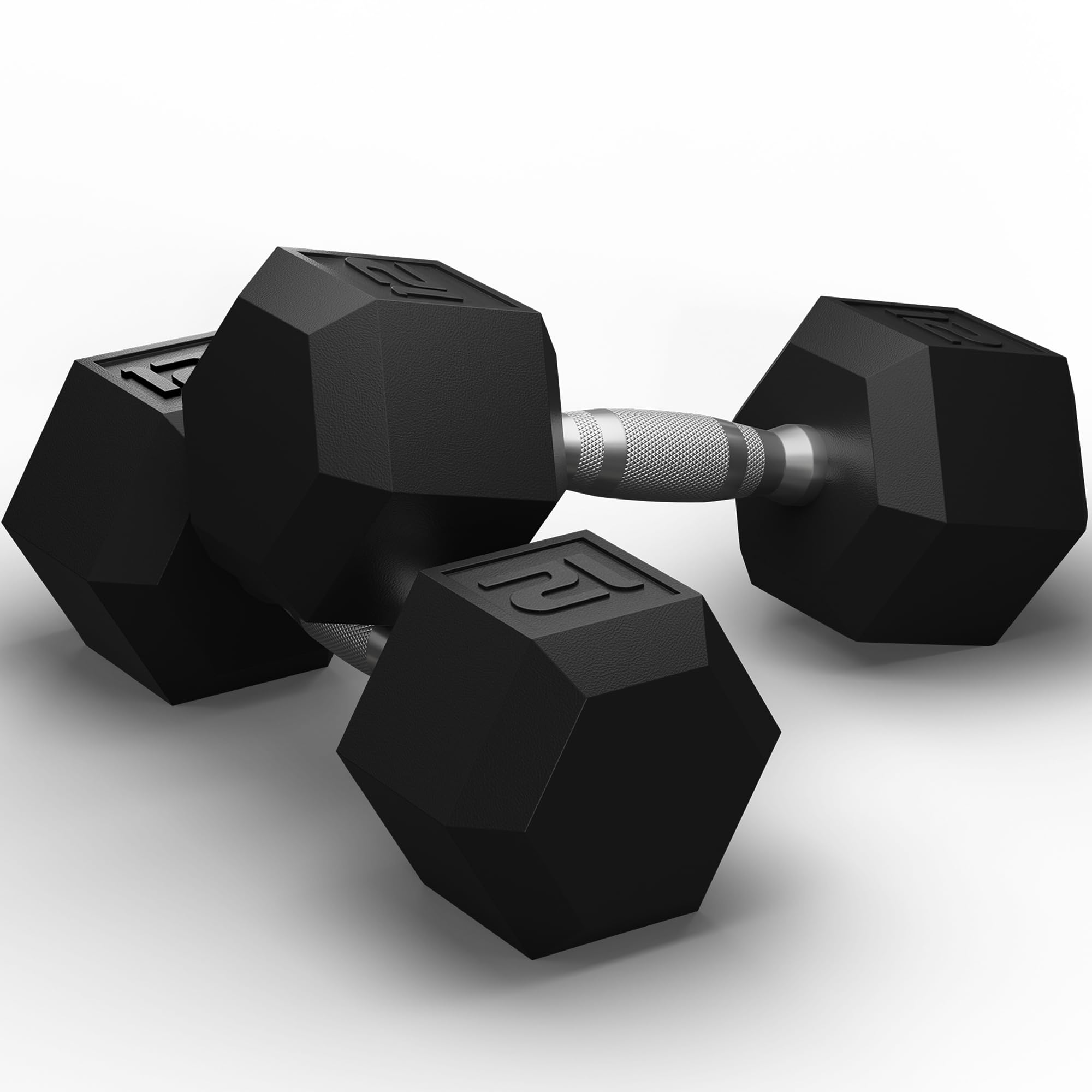 GRETERST Zestaw hantli powlekane gumą sześciokątne obciążniki do rąk ćwiczenia i fitness do domowej siłowni treningów siłowych sprzęt do treningu siłowego, czarny, 5,4 kg
